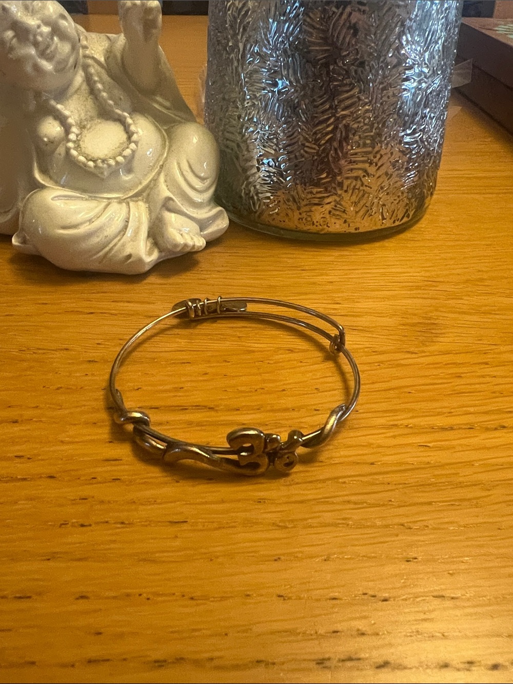 Alex and Ani Silver Om Symbol Adjustable Wire Bangle Bracelet